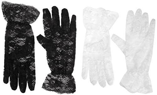 Gants en dentelle pour femmes Gants courts élégants Gants de courtoisie à fleurs d'été pour dîner de mariage 2 paires Cover