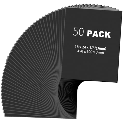 Image of Frienda 50 Pack Foam Board 18 X 24 Inch Black for School Art Projects | Rigid Foam Core Double Sided Surface, Lightweight for School Projects Crafts Presentations Office Displays Wedding Artwork