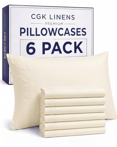 Queen Pillow Cases Set of 6 - Ultra Soft Pillowcase Covers - Off White