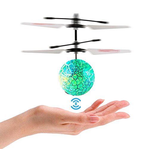 ThinkMax RC Flying Ball for Kids, RC Toys Infrared Induction Helicopter Ball with Shinning LED Lights Built-in and Remote Control Toys for Boys and Girls (Green)