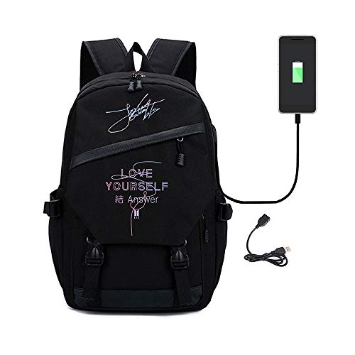 MSJMF Mochila de poliéster BTS Bangtan para niños  KPOP para computadora portátil