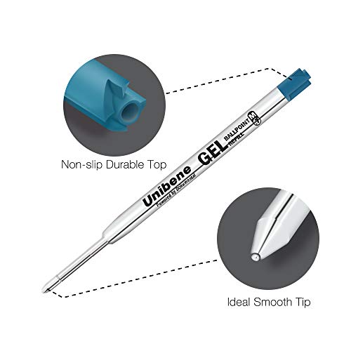 Unibene Parker Compatible Gel Ink Ballpoint Refills 12 Pack,0.7mm Medium Point-Blue, Smooth Writing Replaceable German Ink Tactical Pen Refills for Parker Ballpoint/UZI Pen - Thumbnail 4