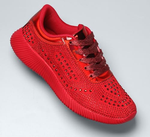 Image of BELOS Women's Glitter Shoes Sparkly Lightweight Metallic Sequins Tennis Shoes Casual Retro Braided Walking Shoes