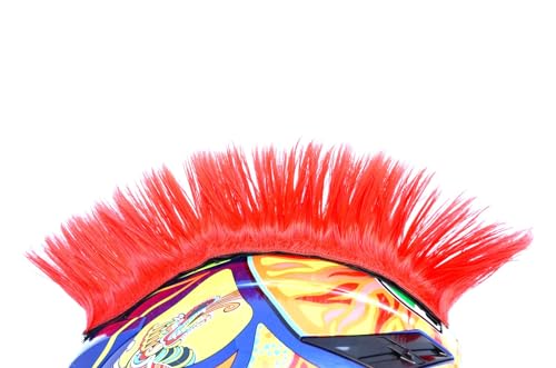 Helmet Hawks ® Motorcycle Helmet Mohawk w/Sticky Hook and Loop Fastener Adhesive - Candy Red