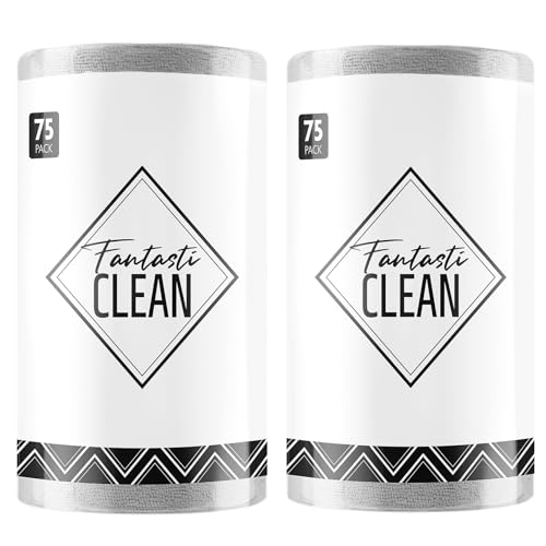 Fantasticlean Microfiber Cleaning Cloth Roll -150 Pack, Tear Away Microfiber Towels, 12" x 12", Reusable, Washable, Ultra Absorbent Dishcloth for All-