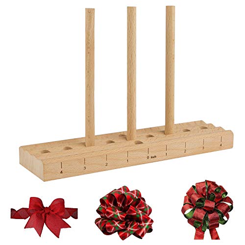 ISTOYO Christmas Bow-Making Kit (Pompom Bow Maker + 2 Rolls of Ribbon)