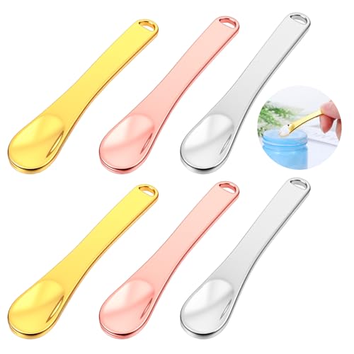 TIESOME Lot de 6 mini spatules de maquillage en métal - En acier inoxydable - Petites spatules cosmétiques réutilisables - Pour masque, crème hydratante,...