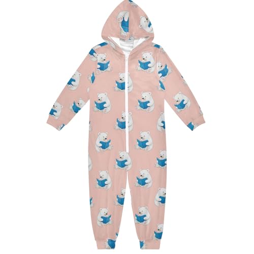 Mono unisex con diseño de oso lindo oso rosa, disfraz de Halloween y Navidad, cómodo mono de una pieza para otoño e invierno, 12-13 años