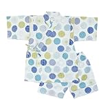 [ムニャムニャ] 甚平 甚兵衛 じんべい じんべえ キッズ 男の子 日本製生地 子供 お祭り 花火大会 夕涼み会 夏祭り 七夕 おしゃれ (北欧の夢ネイビー, 90)