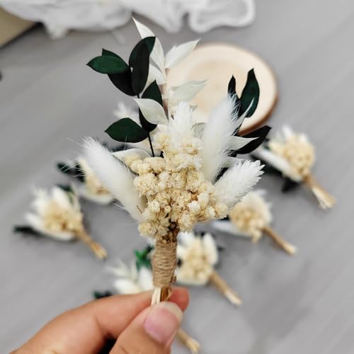 Ramo decorativo mini pampas seco 8 piezas miniatura 7