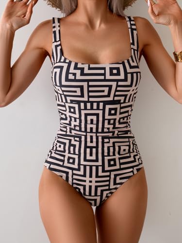 B2prity Womens One Piece Swimsuit Tummy Control Slimming Bathing Suit High Waisted Ruched Swim Suit Color Block Swimwear2