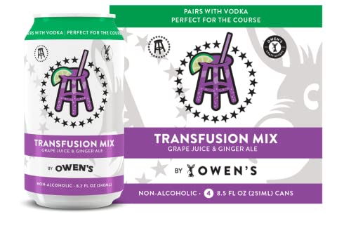 Image of Owen's Premium Non-Alcoholic Sparkling Cocktail and Mocktail Mixer, Drink Mixer for Cocktails, Mocktails, and Party Beverage, 4 Pack of 8.2 fl oz Cans (Transfusion Mix)