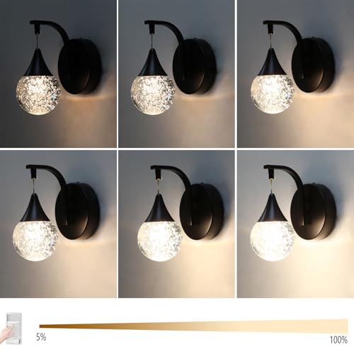 Image of Crystal Wall Sconce Indoor, Bubble Modern Wall Sconces, Dimmable 5W LED Wall Light for Bedroom Bathroom Living Room Dining Room Hallway, Black