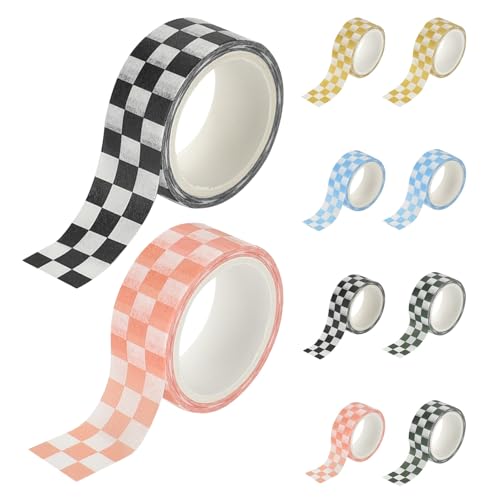 Zerodeko Cinta Washi a Cuadros Texturizada para Álbumes de Recortes 10 Rollos de Papel Decorativo Cuadriculado Suministros para Manualidades DIY y Diarios Creativos
