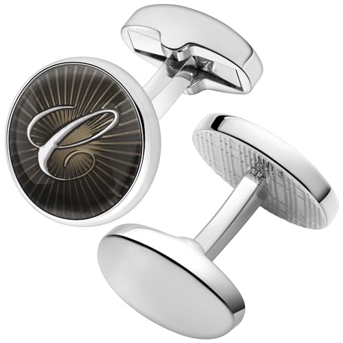 AMITER gemelos iniciales para hombre negro y plata miniatura 2