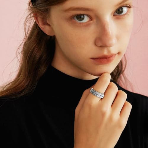 Fidget Spinner Ring for Women - Just Breathe Inspirational Hope Rings, Stainless Steel Anxiety Women's Ring for Stress Relief, Thumb Rotating Rings for Adults Jewelry Gift for Her3