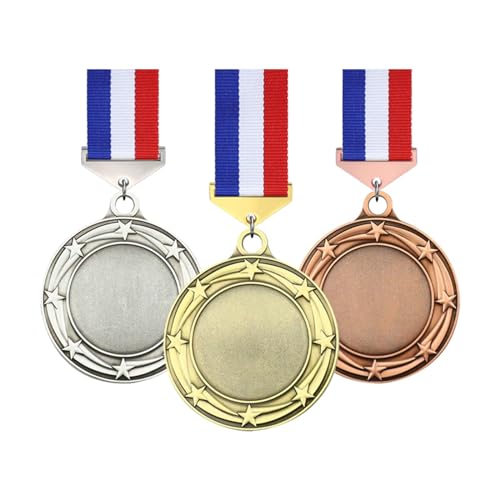 SM SunniMix 3 medalhas de ouro, prata e bronze com fitas, medalhas de vencedor de liga de zinco, med