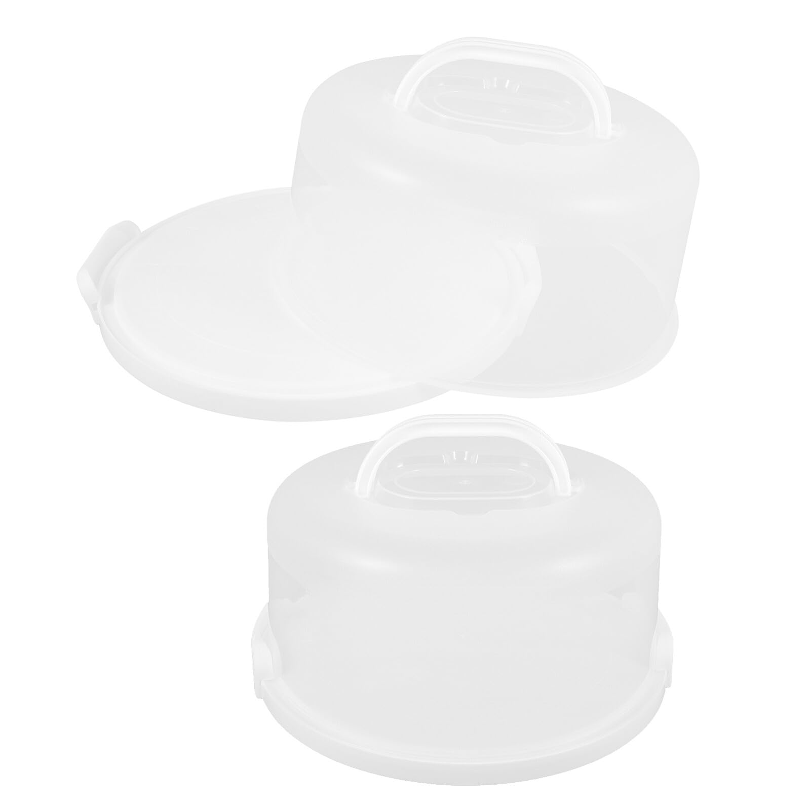 ERINGOGO Lot de 2 Boîtes à Gâteau Hermétiques Rondes 25 CM avec Couvercle Transparent et Poignée Porte-Gâteaux Réutilisable pour Transport et Conservation de Cheesecakes et Desserts