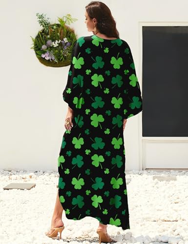 Image of MAKABO Kaftan Dresses for Women, V Neck Moo Moos Colorful Print Cover Ups Caftan Beach Dresses for Swimwear