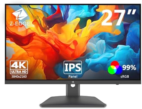 Z-Edge U27P4K 27-inch Gaming Monitor Ultra HD 4K, 75Hz Refresh Rate, 3840x2160 IPS LED Monitor, 250cd/m²