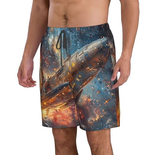 Men's Swim Trunks Beach Board Shorts Swimwear Bathing Suits - Spaceship Universe Galaxy Planet2