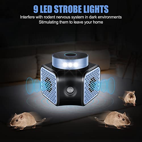 Qualirey 2 Pack Rodent Repellent Ultrasonic Mouse Repellent Plug-In Ultrasonic Pest Squirrel Repellent Rat Bat Deterrent With 9 Led Lights For House, Attic, Garage, Apartment Indoor Outdoor (Blue) #TOP4