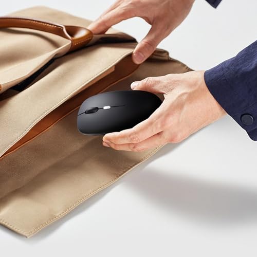 Image of Afaartcci Rechargeable Wireless Mouse, Silent Bluetooth Mouse (Black) | ergonomic design,Bluetooth 5.2 and 2.4GHz USB Receiver,Portable Computer Mouse for Laptops, iPads, MacBooks & Apple Devices