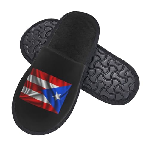 Silk Style Flag Of Puerto Rico Slippers For Women Men Cozy Indoor And Outdoor Slip On Slippers Fuzzy House Shoes2