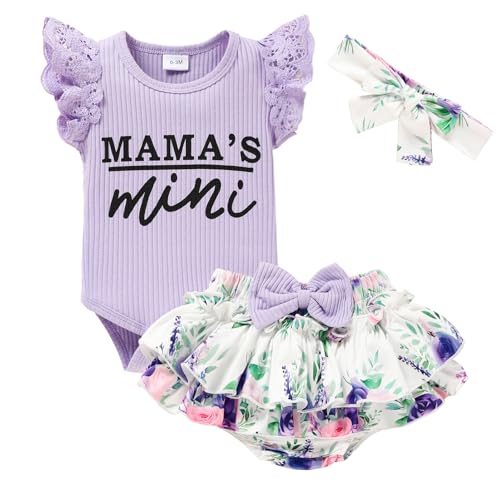 Image of ZOELNIC Newborn Baby Girl Clothes Infant Ruffles Romper Shorts Set Floral Summer Outfits Cute Baby Clothes Girl