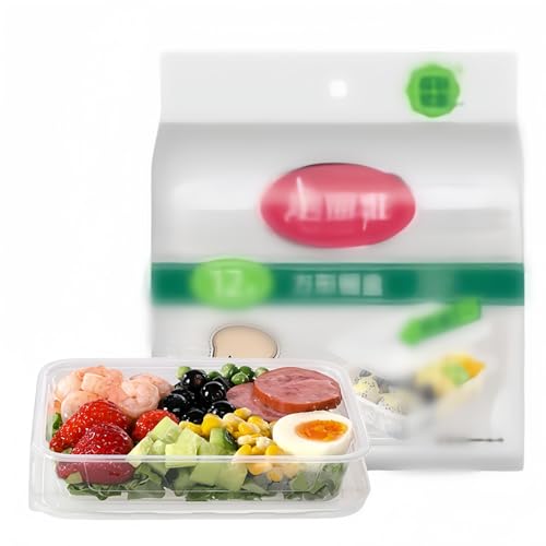 Ziuuihu 使い捨て容器 食品保存容器 蓋付き 角型 使い捨てクリア食事準備 フードコンテナ 収納 無地 シンプル おしゃれ 食品 パック 冷凍 レンジ対応 再利用可能なデリ容器 冷凍使い捨て弁当箱 密閉 漏れ防止 電子レンジ可 (500ml(48個)