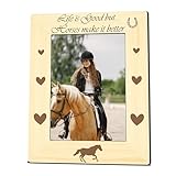 5'X7' Retro Photo Wooden Frame，Life Is Good But Horses Make It Better - Farmhouse Wood Picture Frame, Rustic Wood Frame Gifts For Horse Lover, Farmhouse Home & Office Tabletop Display (Vertical)- A13
