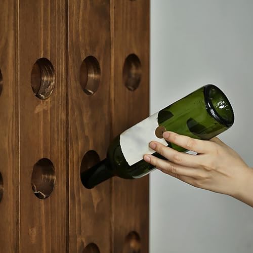 Casier à vin en bois support mural rustique de rangement extensible 32 trous - 7