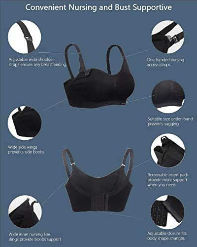 Ilovesia 3Pack Womens Full Bust Nursing Bra Seamless Maternity Bra Size M #TOP3