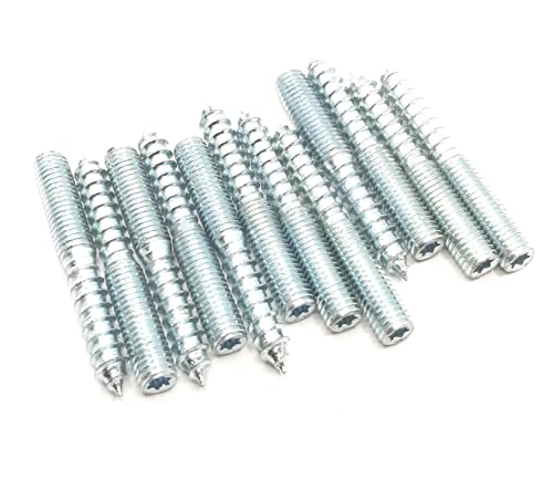 Image of Hanger Bolt M8x60 Silvery Double Headed Bolt Self-Tapping Screw for Furniture 12Pcs