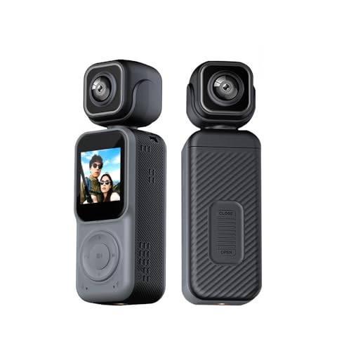 Thumb Action Camera 4K Body Camera Tiny Size Handheld Action Camera Dual Lens HD 180 Degree Rotating Small Body Camera with WiFi Portable Vlogging for Cycling Hiking Outdoor32GB Included