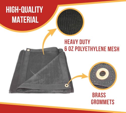 Mytee Products 12\'x26\' Black 70% Shade Mesh Tarp for Outdoor w/Grommets - 6 Oz Extra Durable Heavy Duty Mesh Tarps for Dump Truck, Rolloff Trucks - Mesh Shade Net Cloth for Sun, Plant, Patio - Thumbnail 3
