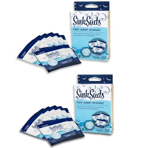 SinkSuds Travel Laundry Detergent Liquid Soap + Odor Eliminator for All Fabrics Including Delicates, Sink-Packets, 0.25 Fl Oz (Pack of 16)