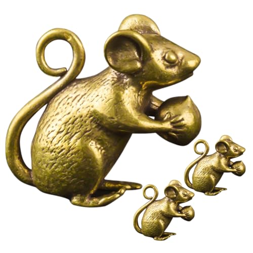 Figurine de rats rétro en laiton sur un bureau ou meuble de salon chic