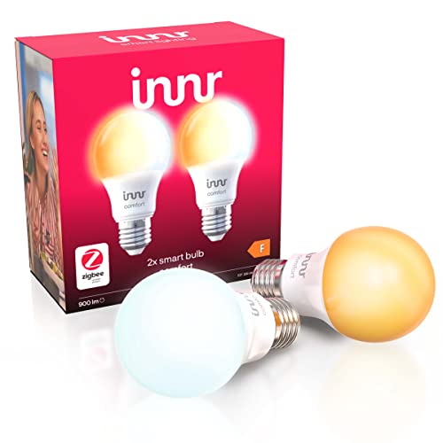 Innr E27 Smart LED Bulb, Tunable White Ambiance Light, Works with Philips Hue*, Google & Alexa (Hub Required) dimmable, 2200-5000K, Shades of White, 2-Pack, RB 279 T-2