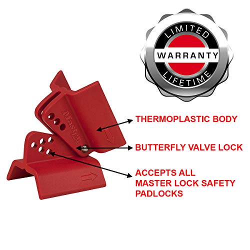 Master Lock - Butterfly Valve Lockout Device Only, Red, 8.1 cm x 7.9 cm x 6.3 cm - Image 4