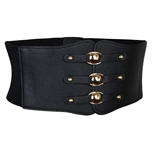 Homyl Cinto De Couro Steampunk Feminino Cincher Wide Waspie Elástico