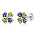Gem Stone King 2.23 Cttw Purple Amethyst and Green Peridot Earrings For Women | 925 Sterling Silver | Gemstone February Birthstone | Heart Shape 4MM ֿ| Fine Jewelry Gifts for Her Mom Women Wife
