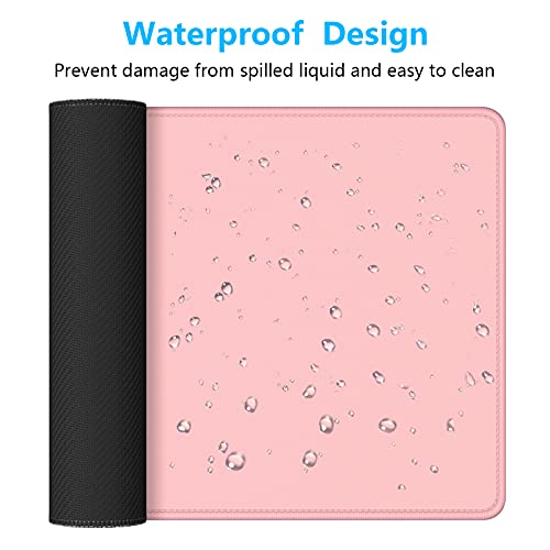 Dapesuom Large Gaming Mouse Pad, Extended Mousepad With Stitched Edges, Water Resist Keyboard Pad With Non-Slip Base, Big Xxl Mousepad Desk Mat For Gamer, Laptop, Computer, Office, 31.5X15.7In, Pink #TOP5