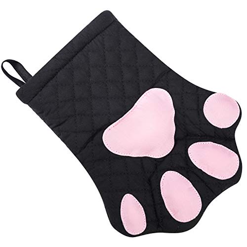 Ofenhandschuhe, süßes, lustiges, Katzenpfoten-Design, hitzebeständig, gestepptes Baumwollfutter, Topflappen, zum Grillen und Backen, Handschuhe, Küchenutensilien, Geschenk-Set für Grill, Mikrowelle