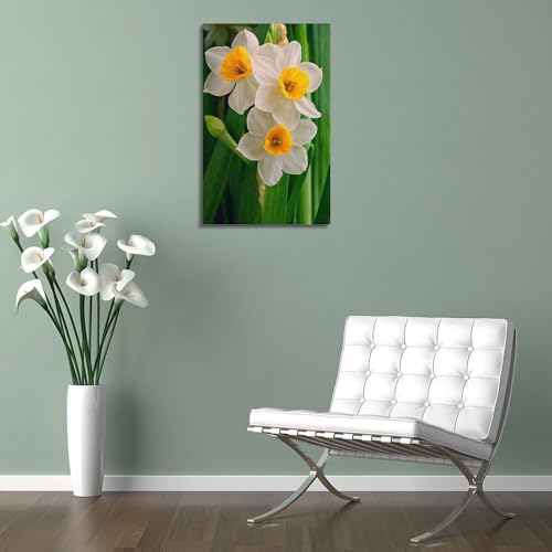 Décoration murale moderne jonquilles pour masquer un mur vide