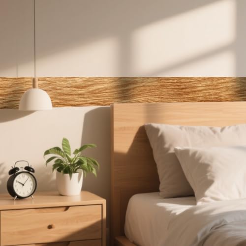 Image of Nuxovilar Brown Gray Geometric Peel Stick Wall Border PVC 3.94x16.4' | Wall Trim, Molding Decal, Peel Stick Border, Adhesive Frame, for Bedroom, Kitchen, Living Room (Brown Geometric)