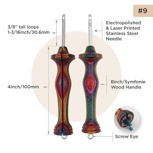 Image of The Oxford Punch Needle #9 (3 /8 inch Loop) Fine Point Punch Needle | Patented Design | Ergonomic Colorful Symfonie Wood Handle | Electropolished Steel Tip | Ideal for Rug Hooking