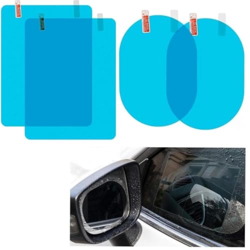 Image of Pack of 4 Car Anti Fog Film Car Rearview Mirror Films Anti-Rain Fog Waterproof Anti-Glare, Anti-Scratch PET Material Film Accessories (Pack of 4)