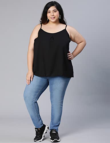 Image of oxolloxo Women Plus Size Solid Shoulder Strap Polyester Top