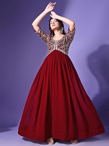 Image of Fashion Basket Georgette Embroidered Anarkali Dress for Women
